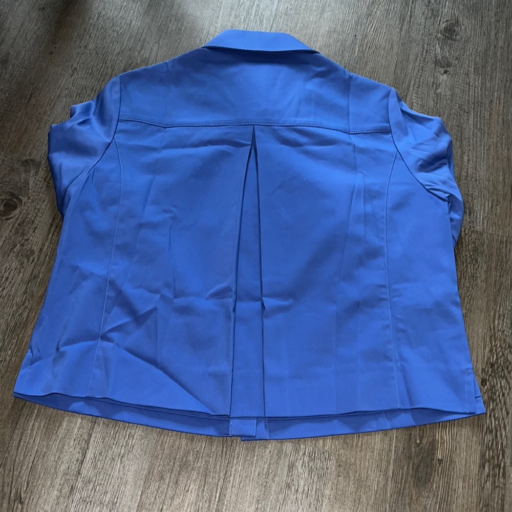 NWT Carlisle women's long sleeve button front blue blouse jacket Size 14 - Picture 3 of 13